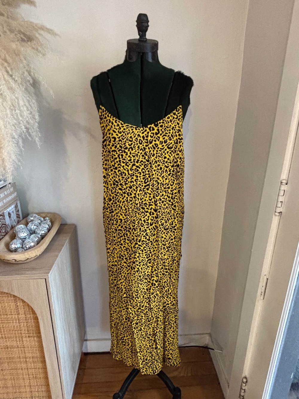 Refinery29 yellow leopard maxi dress